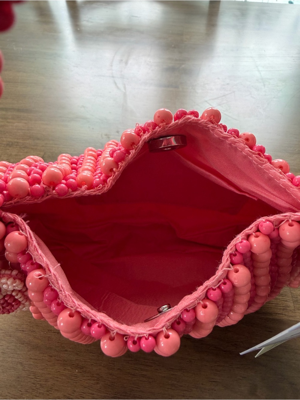 Handcrafted Pink Beaded Mini Shoulder Bag - Picture 4 of 4